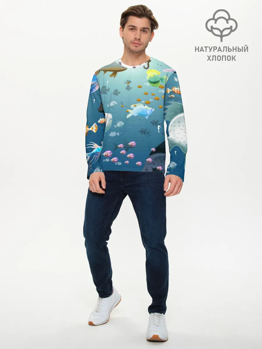 Мужской лонгслив базовый / Мультяшные рыбки | Пляжная