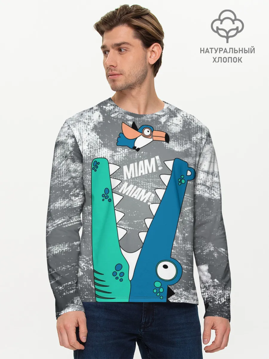 Мужской лонгслив базовый / Крокодил и птичка Miam