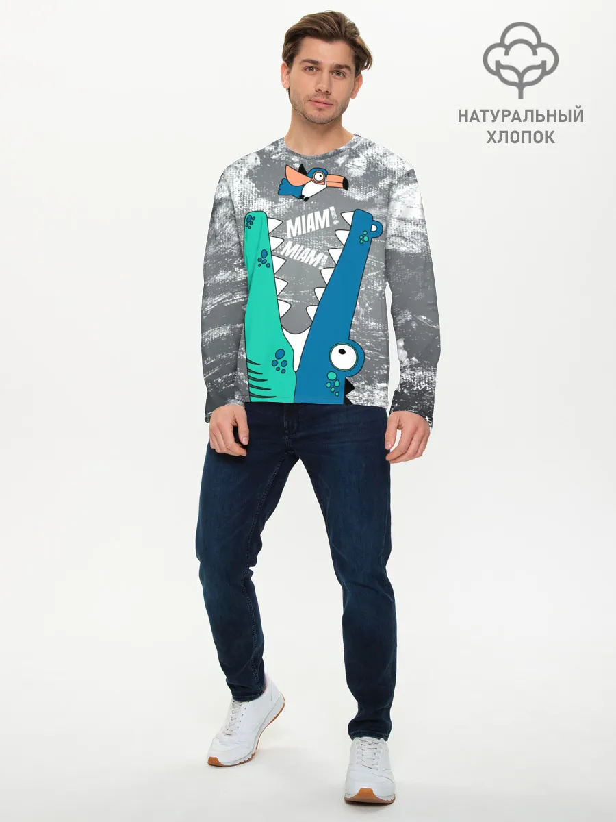 Мужской лонгслив базовый / Крокодил и птичка Miam