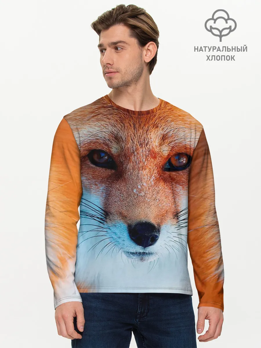 Мужской лонгслив базовый / Мордочка лисы