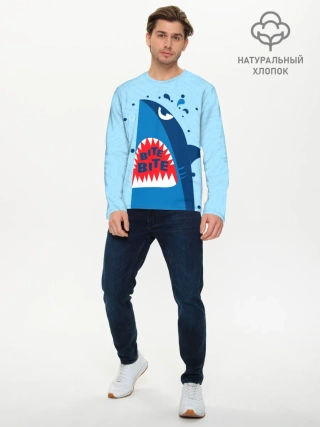 Мужской лонгслив базовый / Акула bite