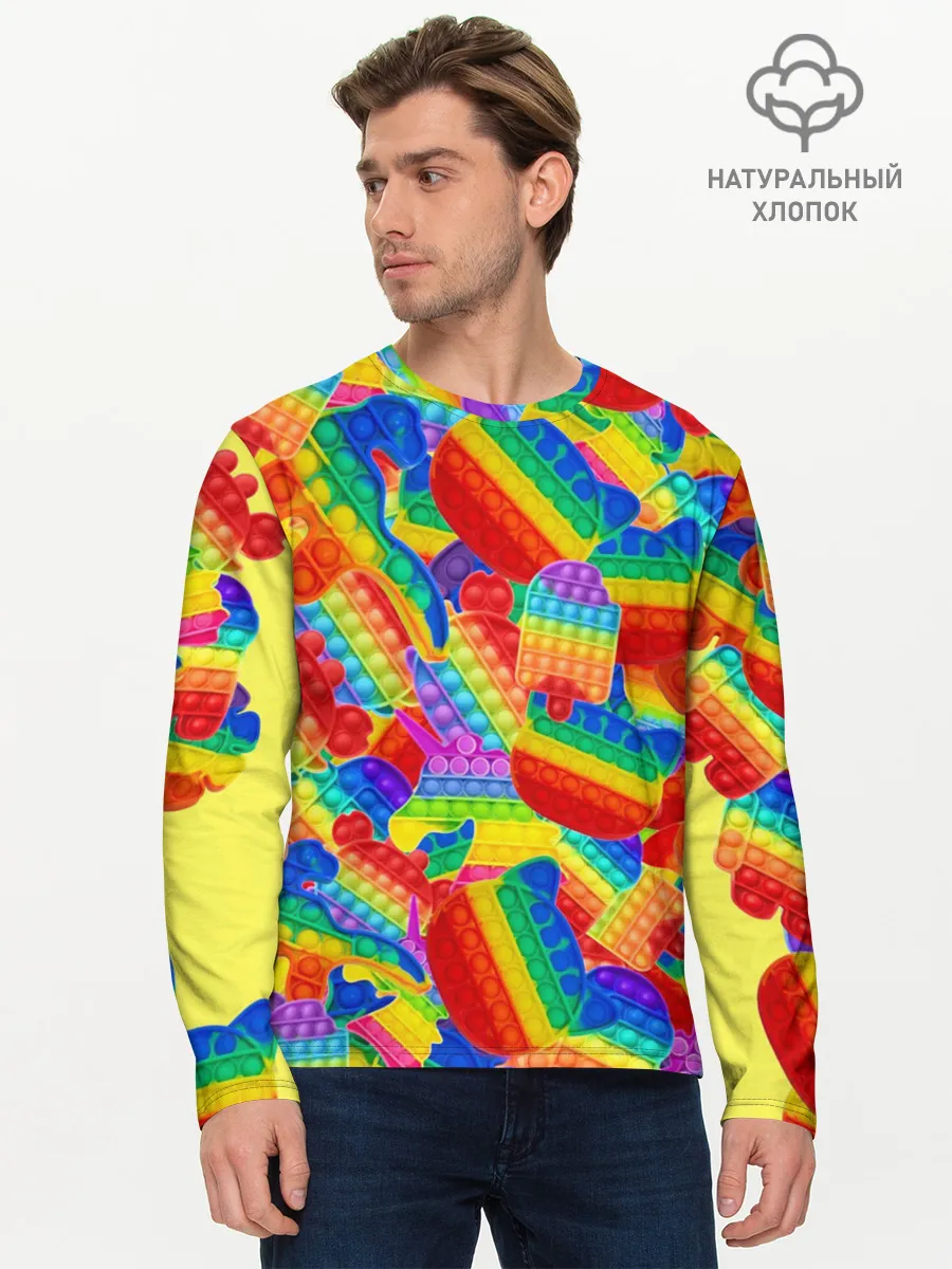 Мужской лонгслив базовый / Разные Pop It масляная краска