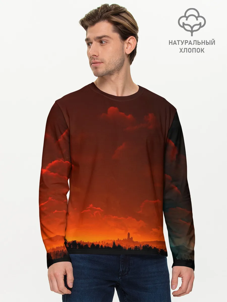 Мужской лонгслив базовый / Кровавый закат