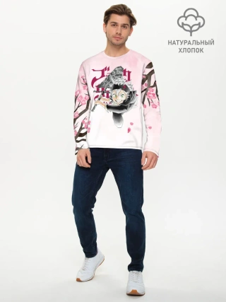 Мужской лонгслив базовый / Чёрный клевер сакура Аста