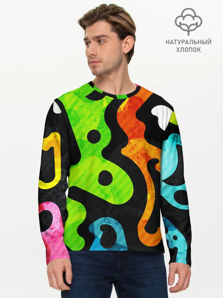 Мужской лонгслив базовый / Разноцветные Кляксы Фигуры