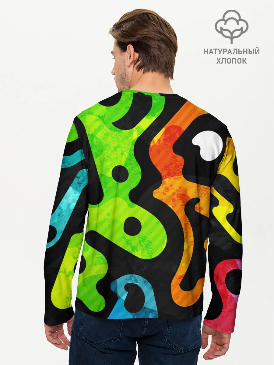 Мужской лонгслив базовый / Разноцветные Кляксы Фигуры