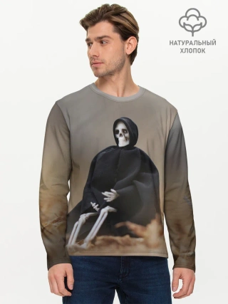 Мужской лонгслив базовый / Сидячий Скелет