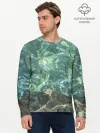 Мужской лонгслив базовый / Морская вода с камнями