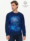 Мужской лонгслив базовый / Медуза на синем
