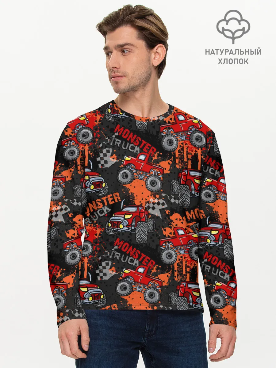 Мужской лонгслив базовый / MONSTER TRUCK RED