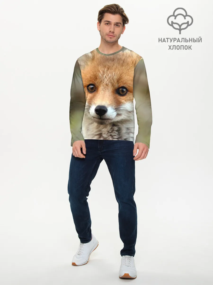 Мужской лонгслив базовый / Миленький лисенок