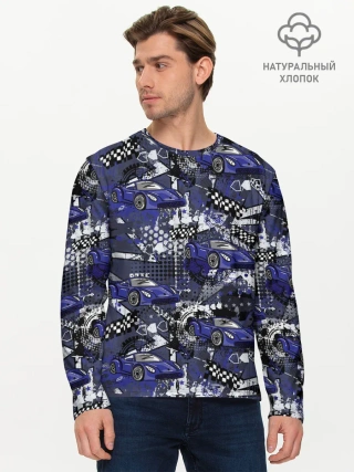 Мужской лонгслив базовый / Гоночная машина