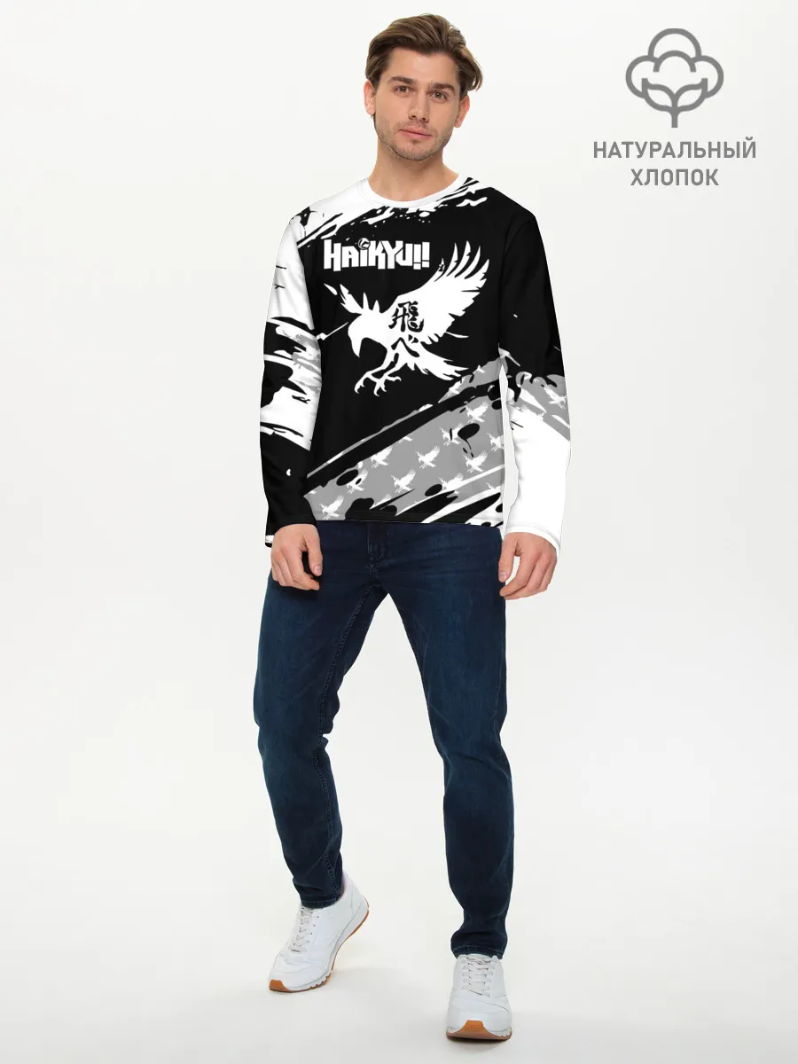 Мужской лонгслив базовый / Haikyuu!! Ворон иероглиф