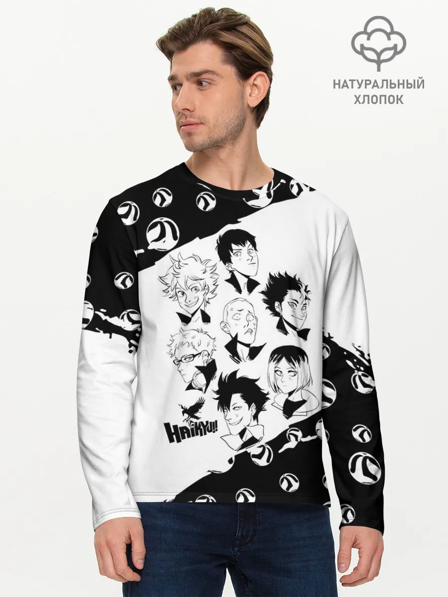 Мужской лонгслив базовый / ВОЛЕЙБОЛ!! семь персонажей