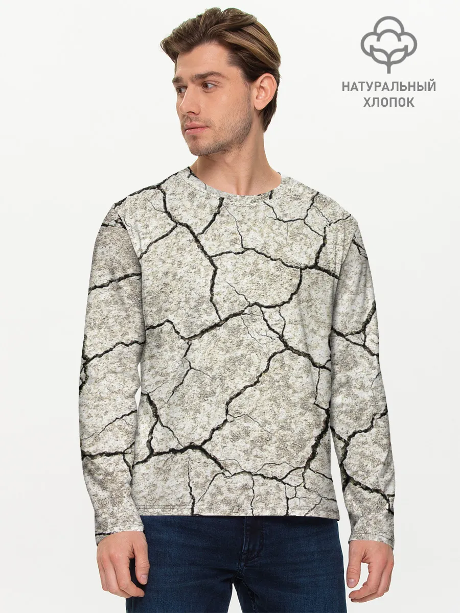 Мужской лонгслив базовый / Трещины на земле