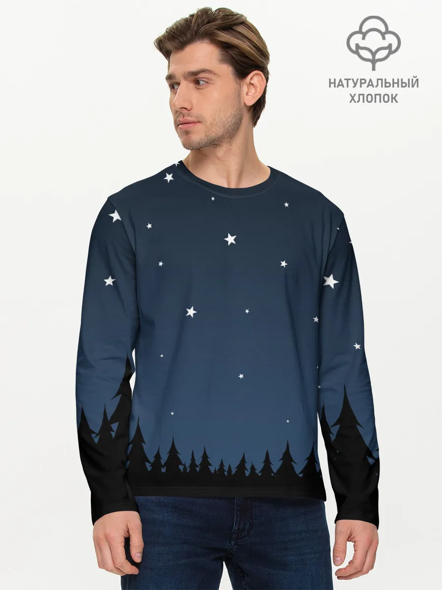 Мужской лонгслив базовый / Ночное небо