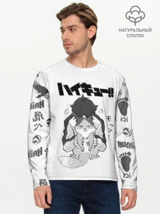 Мужской лонгслив базовый / Haikyu!! Кошка Некома