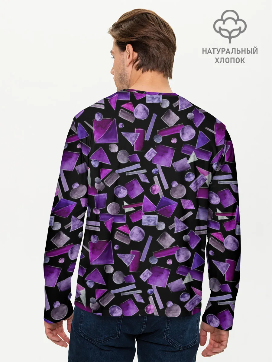 Мужской лонгслив базовый / Геометрический фиолетовый
