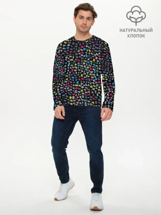 Мужской лонгслив базовый / Символы на черном