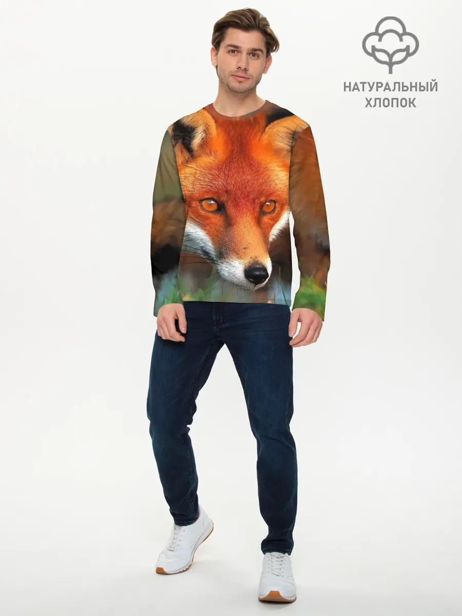 Мужской лонгслив базовый / Лисица охотница
