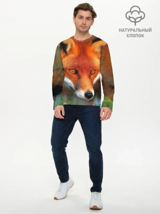 Мужской лонгслив базовый / Лисица охотница