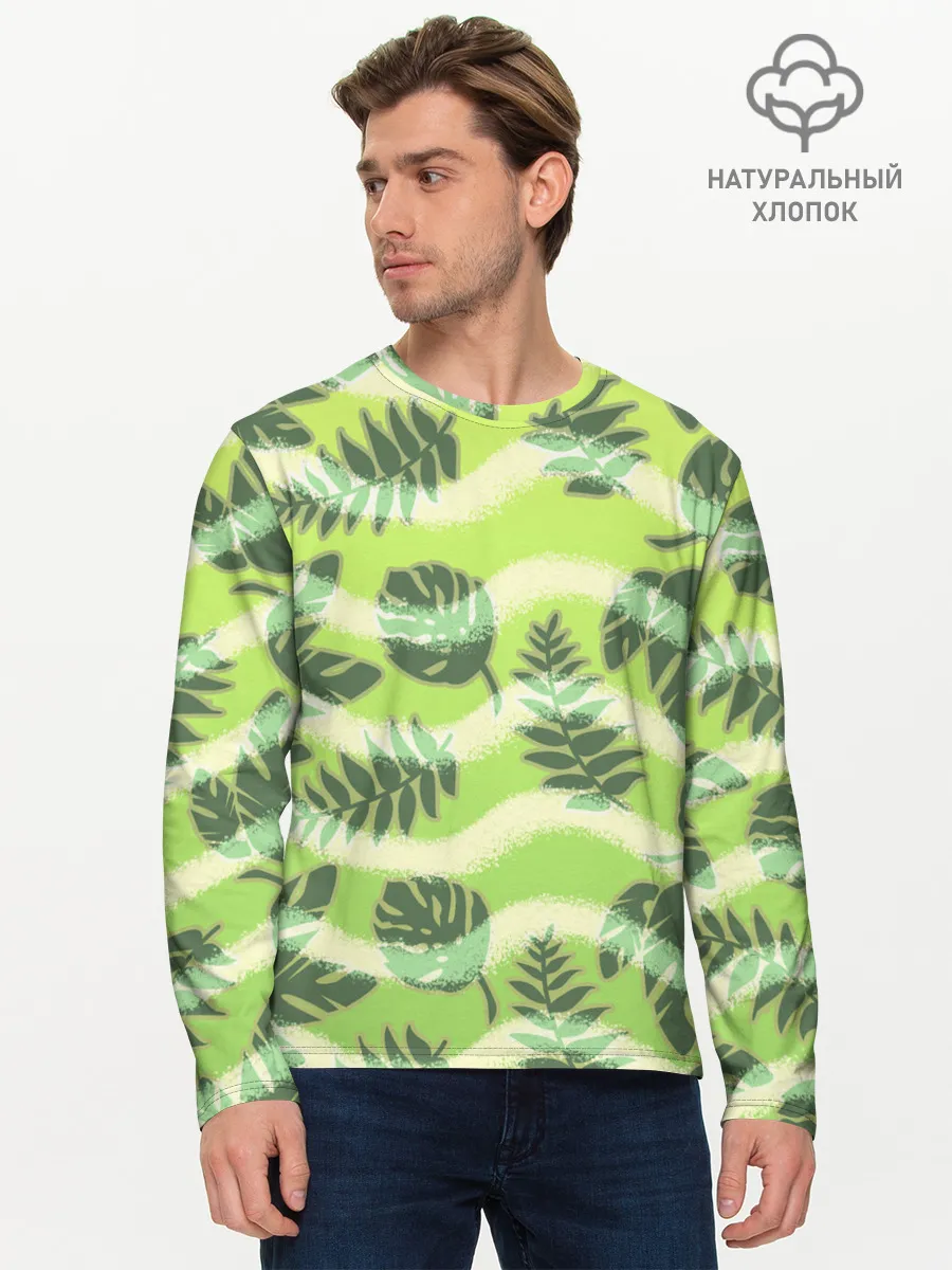 Мужской лонгслив базовый / Тропический фон
