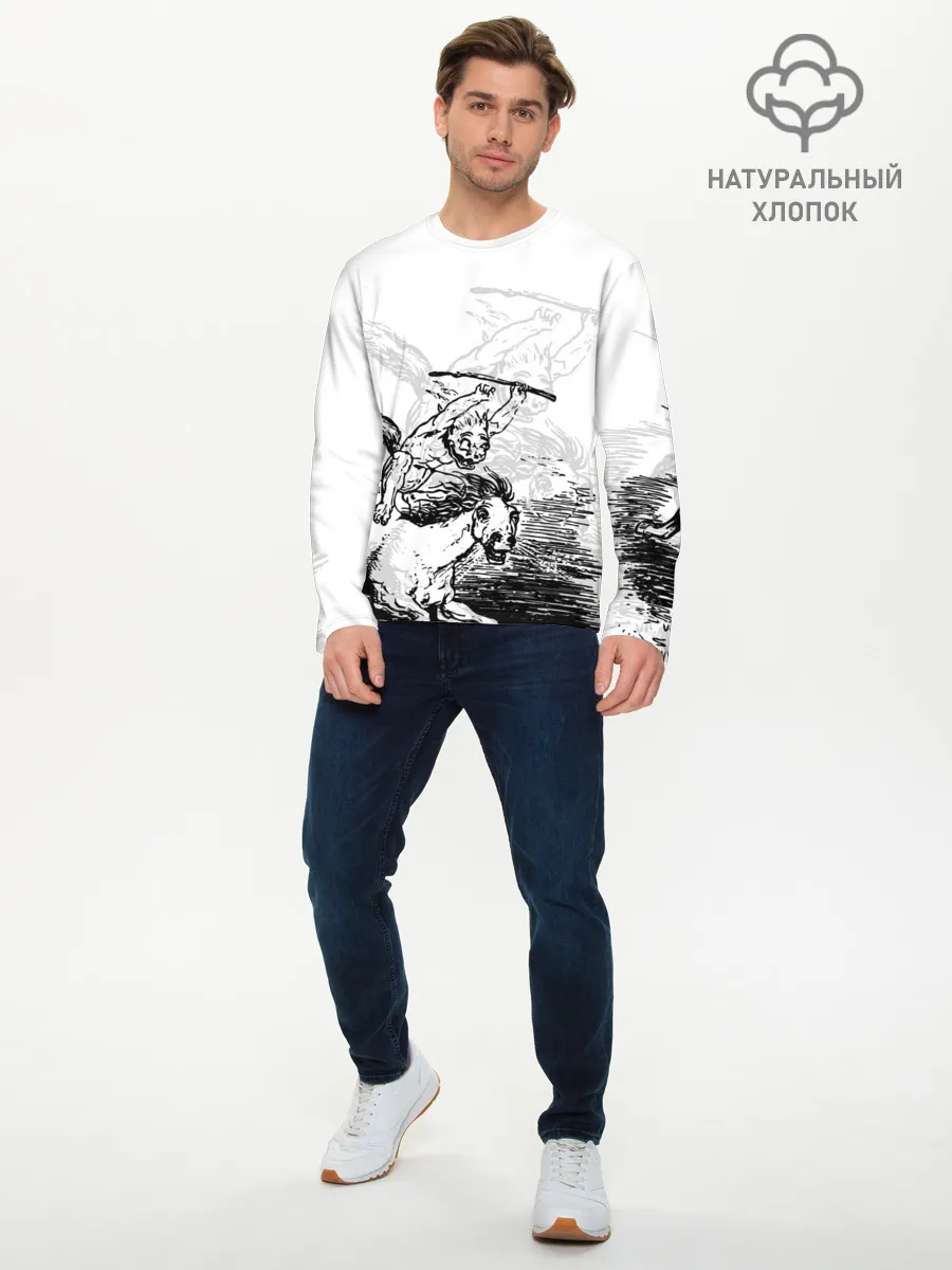 Мужской лонгслив базовый / A demon on a horse