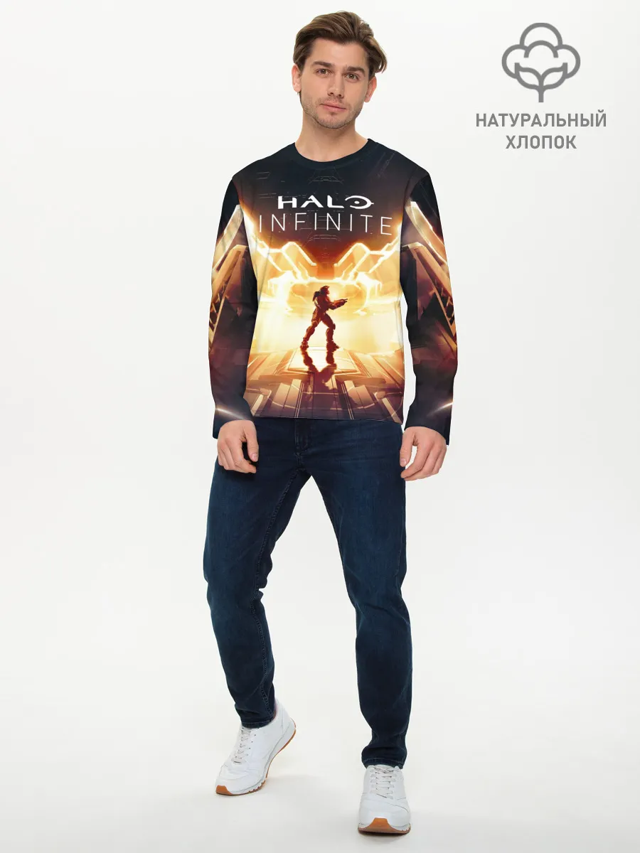 Мужской лонгслив базовый / Halo infinite Мастер Чиф