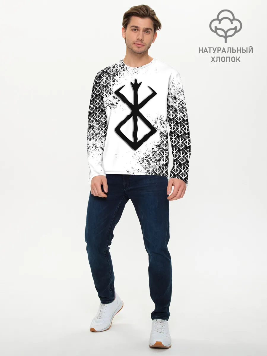 Мужской лонгслив базовый / БЕРСЕРК logo ч/б