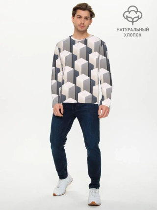 Мужской лонгслив базовый / ГрафиЧеские Кубы