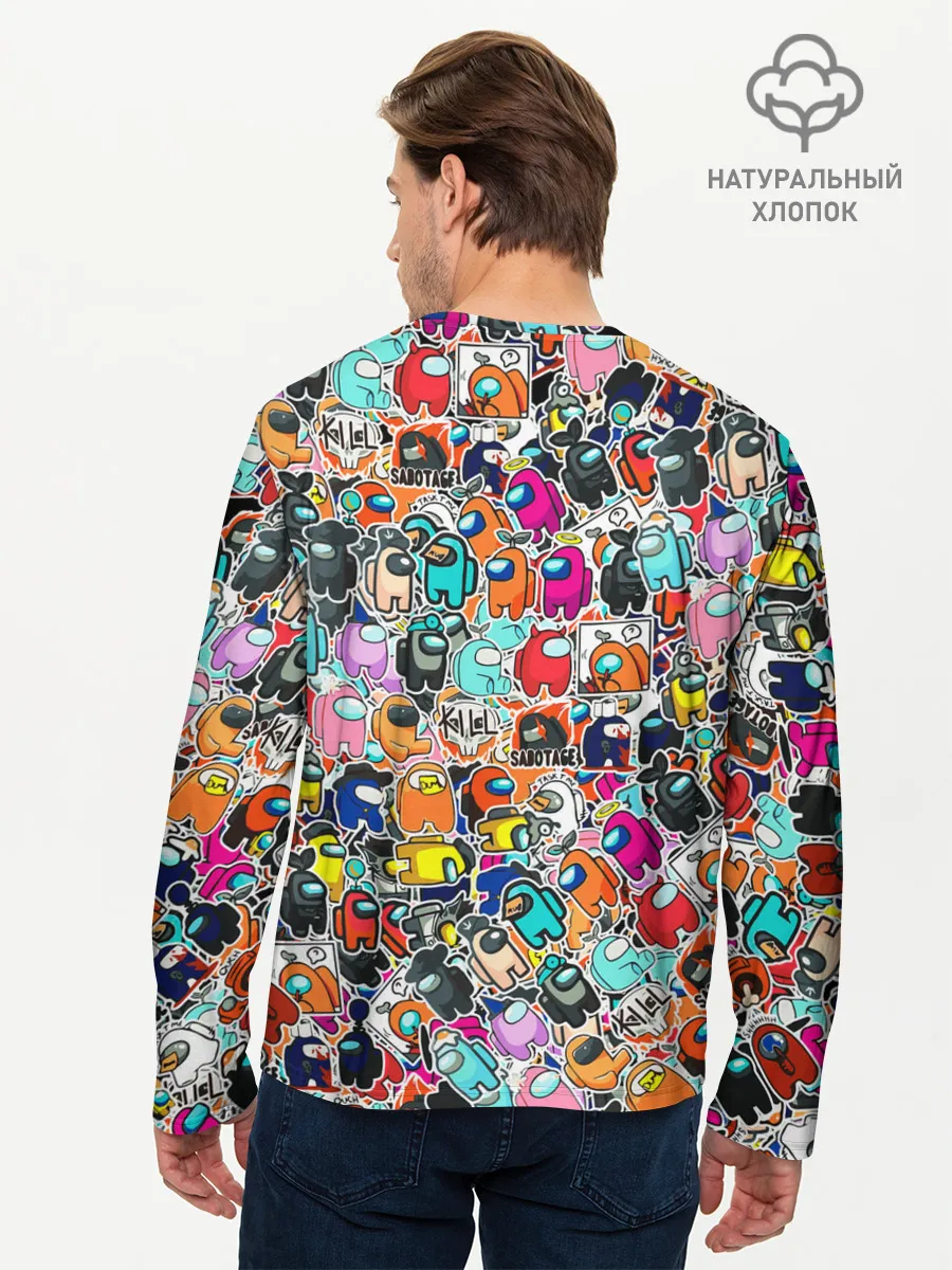 Мужской лонгслив базовый / Among Us sticker bombing