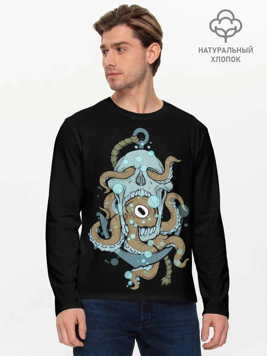 Мужской лонгслив базовый / ЧЕРЕП И ЩУПАЛЬЦА
