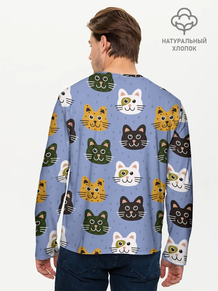 Мужской лонгслив базовый / Котики