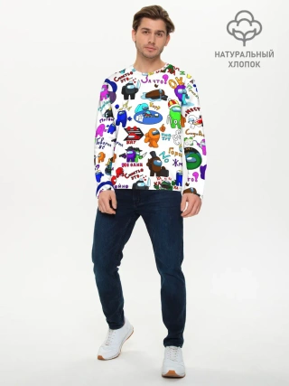 Мужской лонгслив базовый / AMONG US STICKERBOMBING