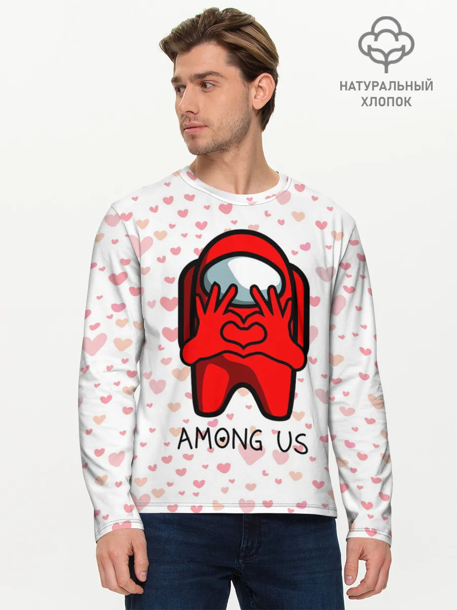Мужской лонгслив базовый / AMONG US - СЕРДЕЧКО
