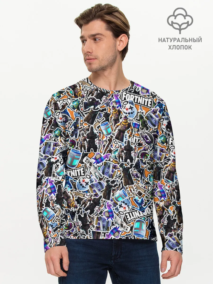 Мужской лонгслив базовый / Fortnite Sticker Bombing