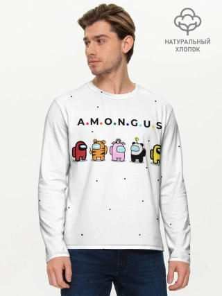 Мужской лонгслив базовый / Among Us | Белый Космос