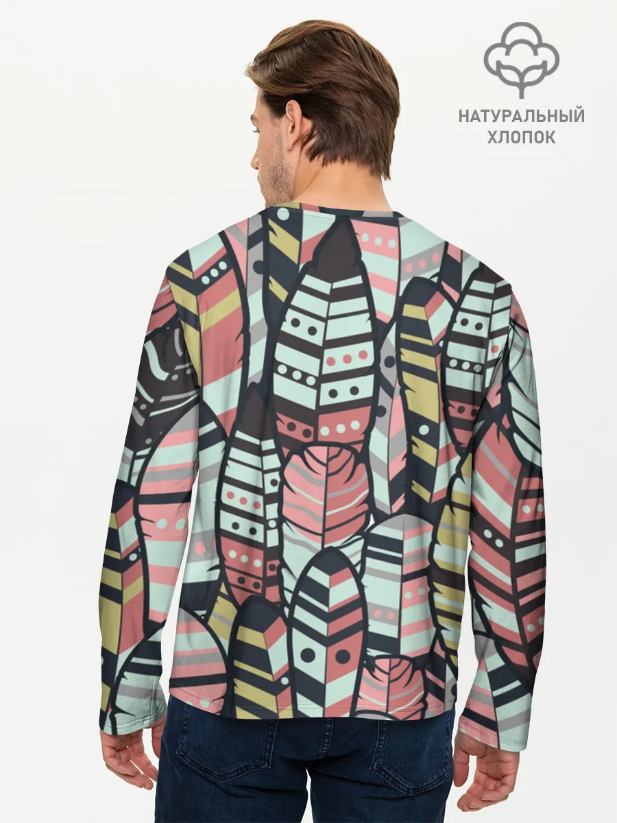 Мужской лонгслив базовый / Индейские перья