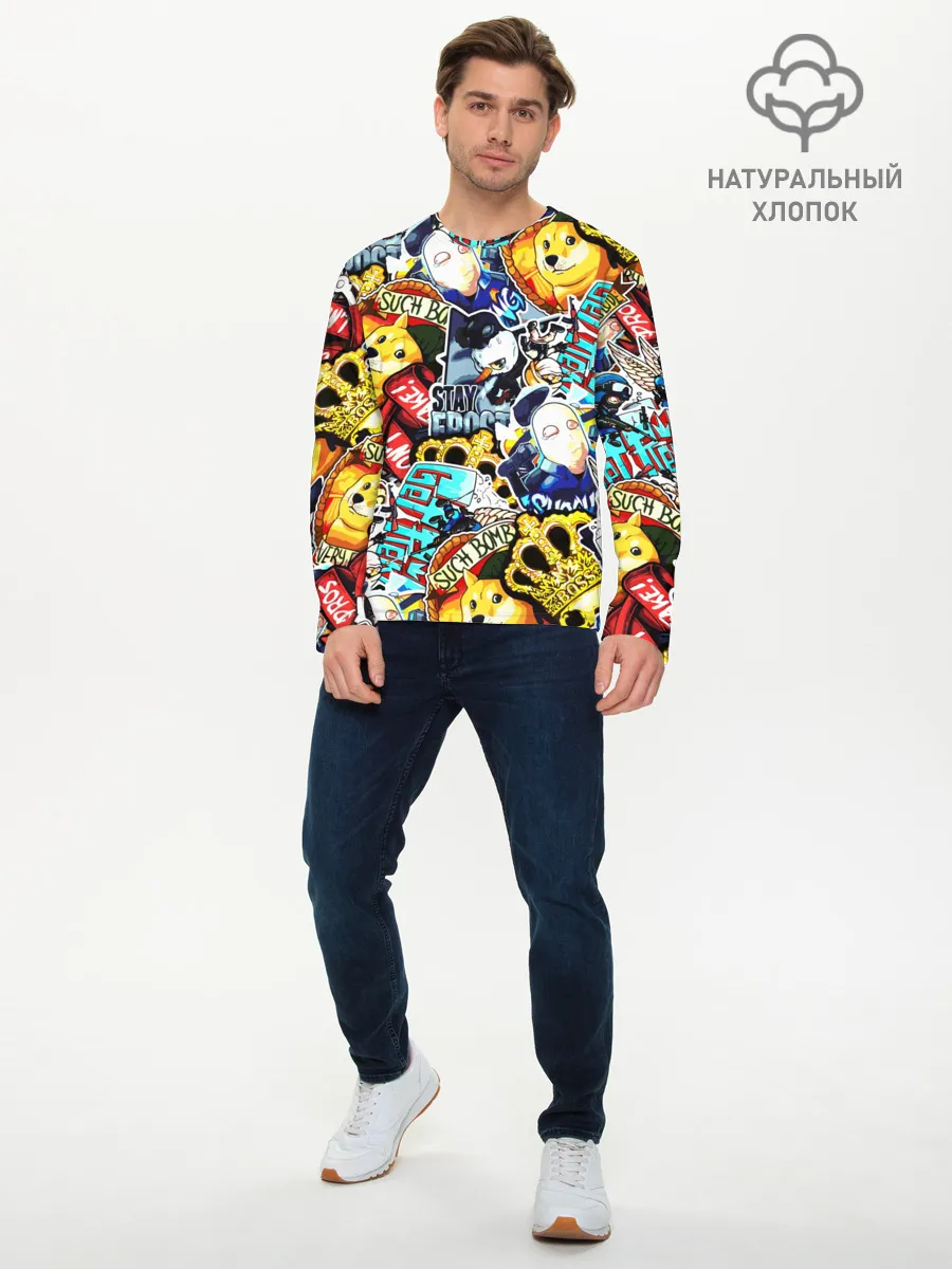 Мужской лонгслив базовый / CS GO STICKERBOMBING