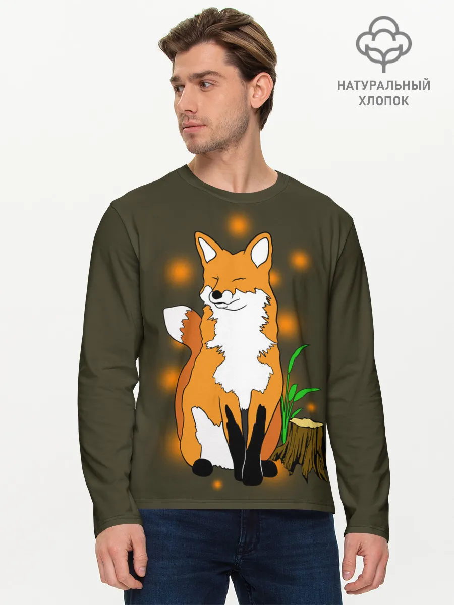 Мужской лонгслив базовый / Лиса в лесу
