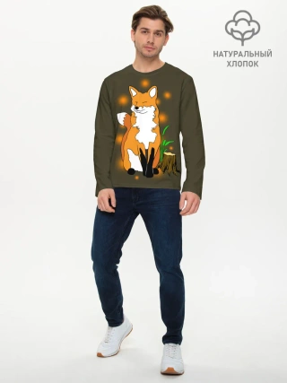 Мужской лонгслив базовый / Лиса в лесу
