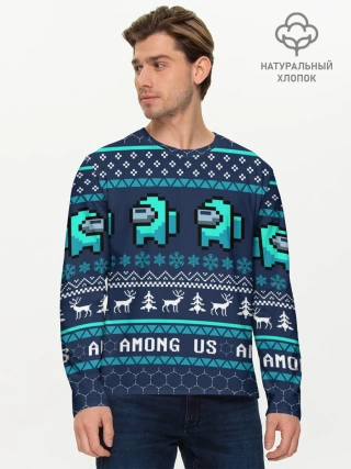 Мужской лонгслив базовый / AMONG US НОВОГОДНИЙ.