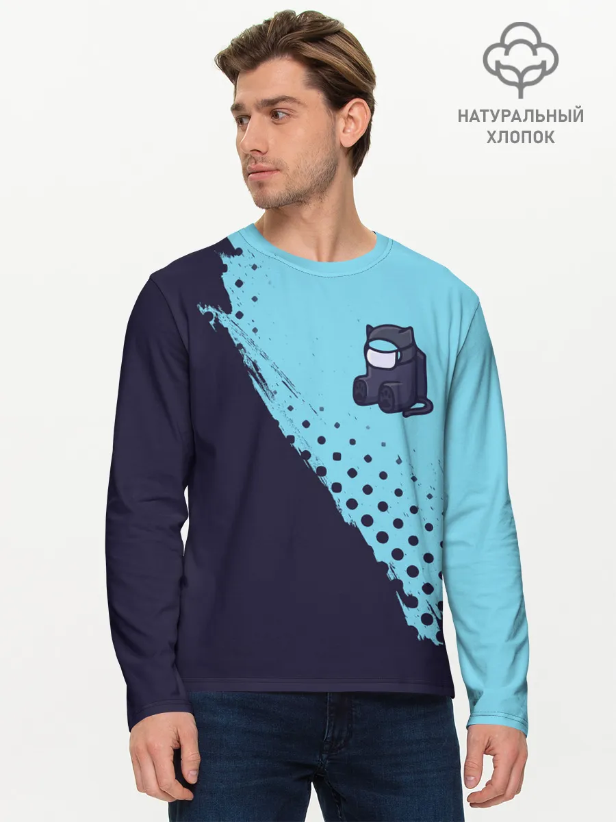 Мужской лонгслив базовый / AMONG US - Черный Котик