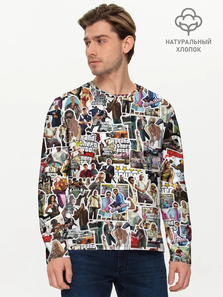 Мужской лонгслив базовый / GTA Sticker Bombing