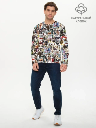 Мужской лонгслив базовый / GTA Sticker Bombing