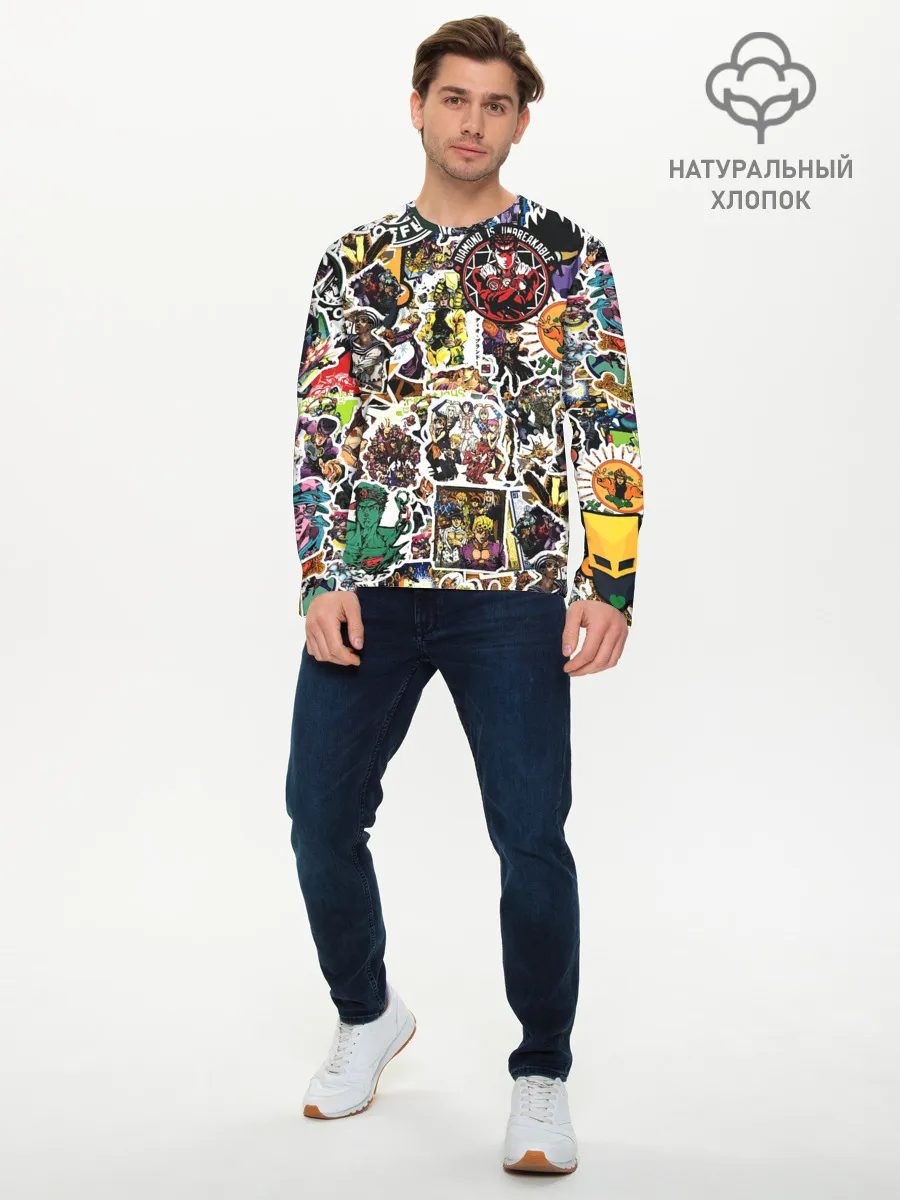 Мужской лонгслив базовый / JoJo’s Sticker Bombing