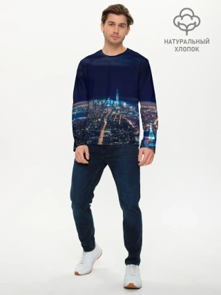 Мужской лонгслив базовый / Ночной город