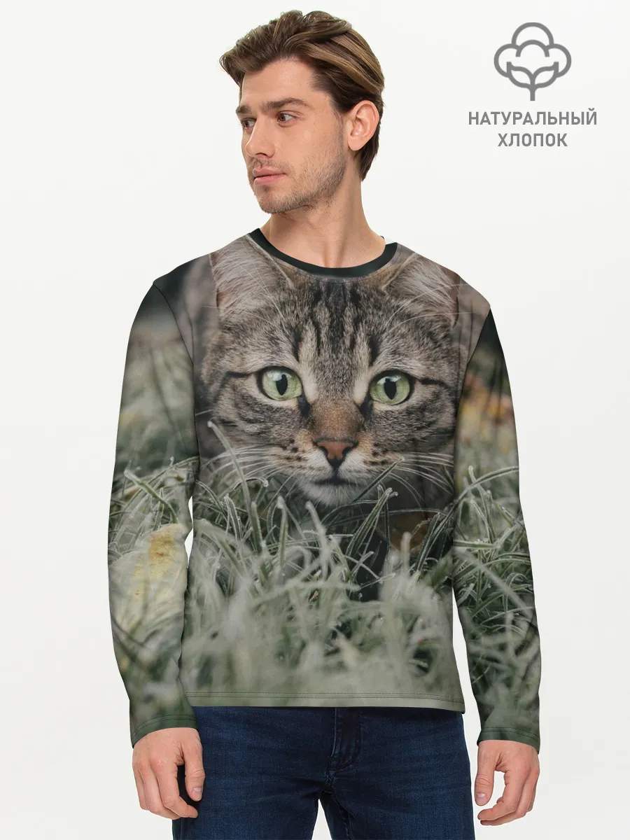 Мужской лонгслив базовый / Кошка