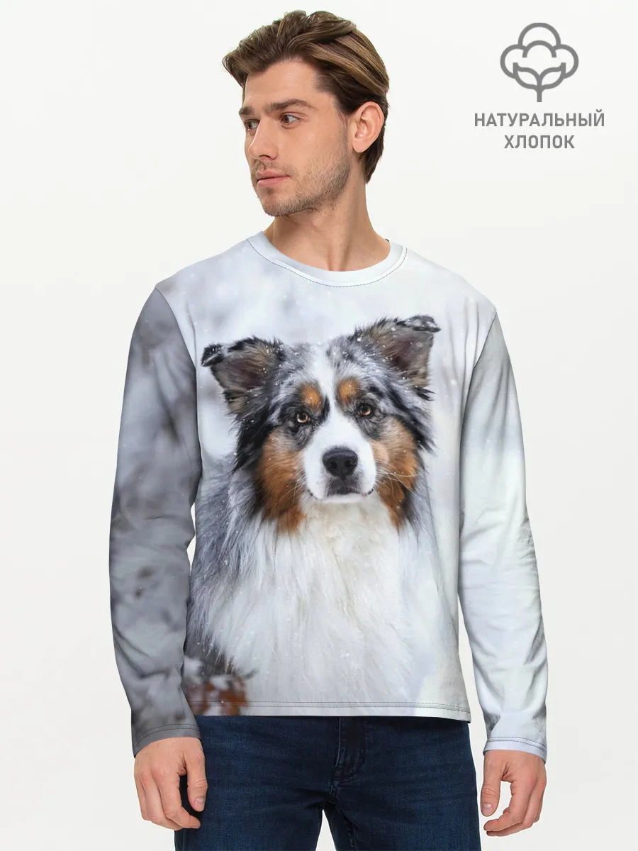 Мужской лонгслив базовый / Австралийская овчарка