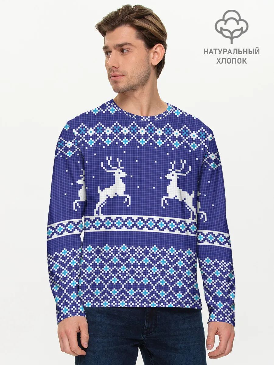 Мужской лонгслив базовый / Олени